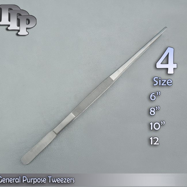 New 4pc General Purpose Tweezers - 12",10",8",6" Stainless Steel w/ Blunt Tips