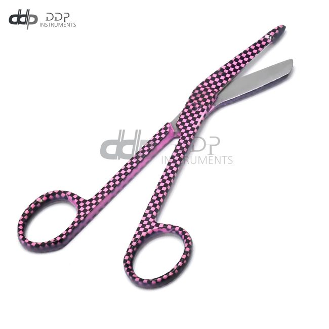 Nurse Doctor Lister Bandage Scissors 3.5" Stainless Steel, (Black Checkers)
