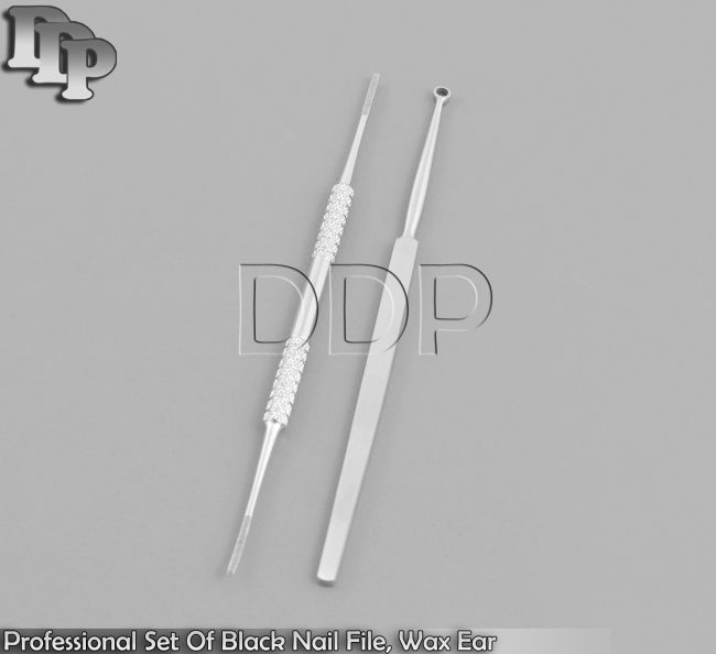Professional Set Of Black Nail File, Medical Wax Ear Cleaner Stainless