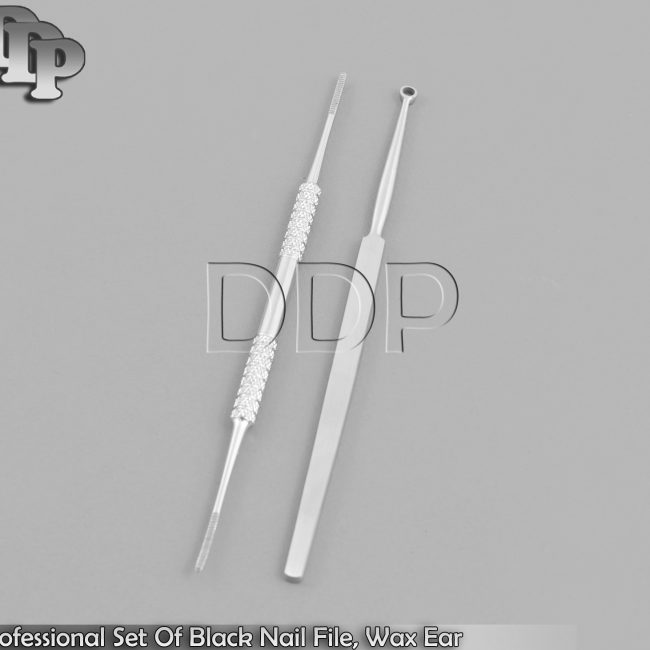 Professional Set Of Black Nail File, Medical Wax Ear Cleaner Stainless