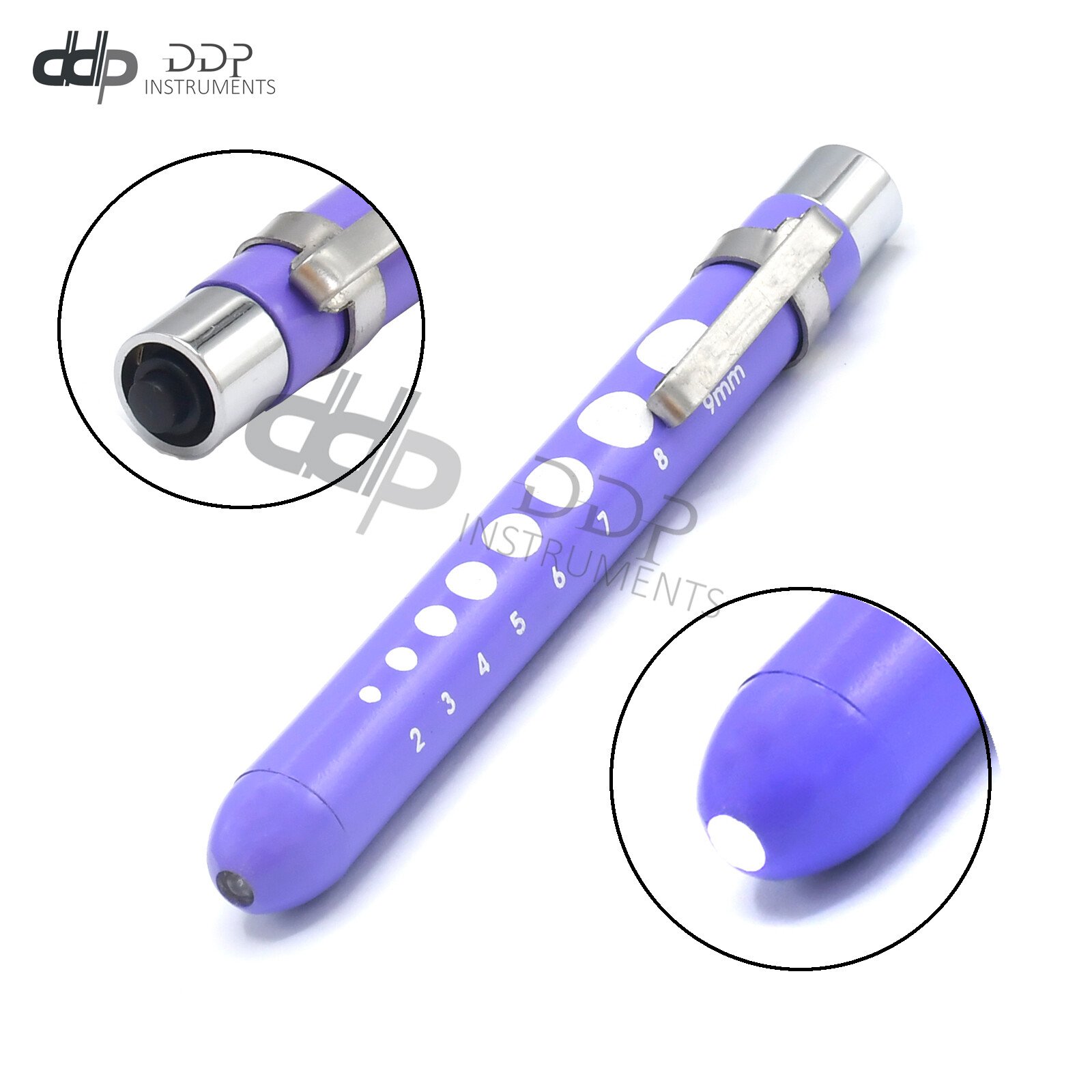 Purple Reusable Nurse Penlight Pocket Medical LED with Pupil Gauge PL-013