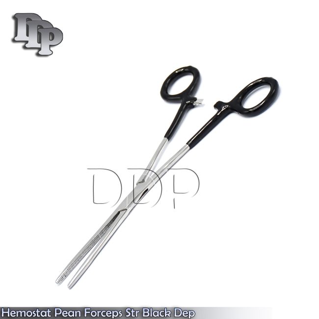 ROCHESTER PEAN HEMOSTAT FORCEPS STRAIGHT SERRATED TIP 8"-Black Dep