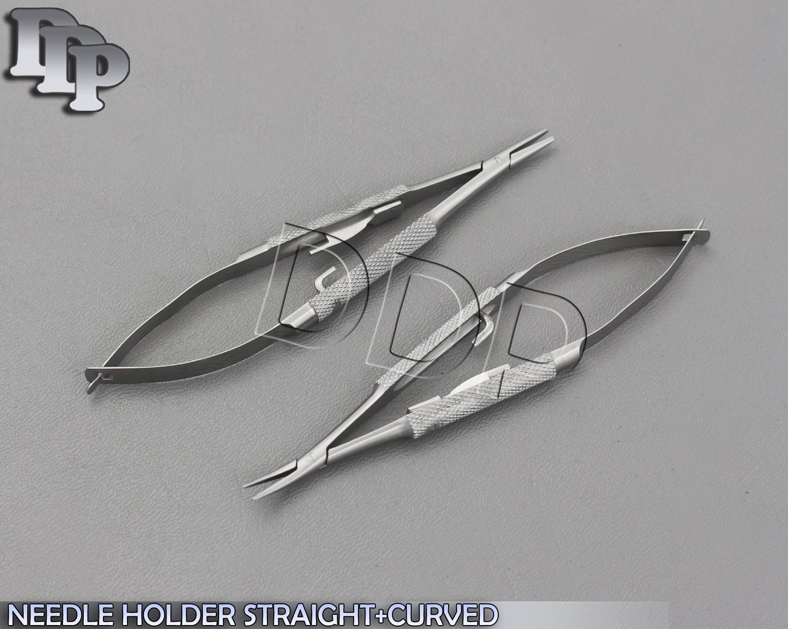 SET OF 2 O.R GRADE CASTROVIEJO ROUND SURGICAL NEEDLE HOLDER 7" STRAIGHT+CURVED