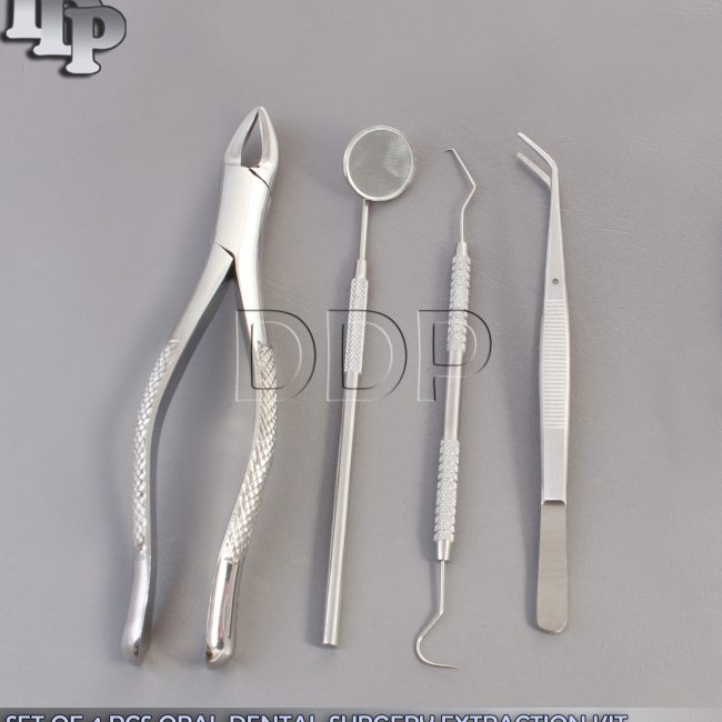 SET OF 4 PCS ORAL DENTAL SURGERY EXTRACTION KIT WITH EXTRACTING FORCEPS #150