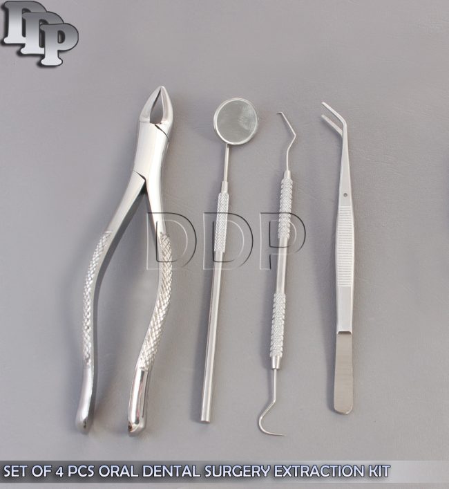 SET OF 4 PCS ORAL DENTAL SURGERY EXTRACTION KIT WITH EXTRACTING FORCEPS #150