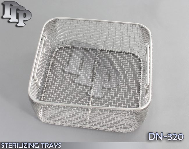 STERILIZING TRAYS Micro Tray Drop Handle 10'' x 9.5" x 4" Mesh Box DN-320