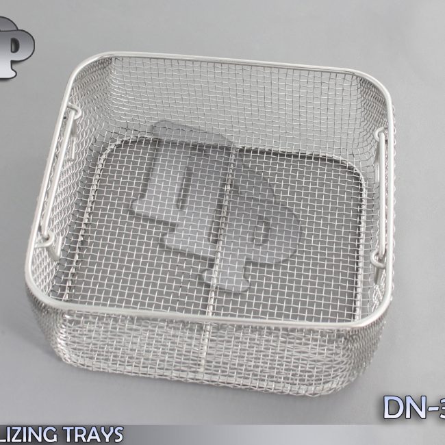 STERILIZING TRAYS Micro Tray Drop Handle 10'' x 9.5" x 4" Mesh Box DN-320