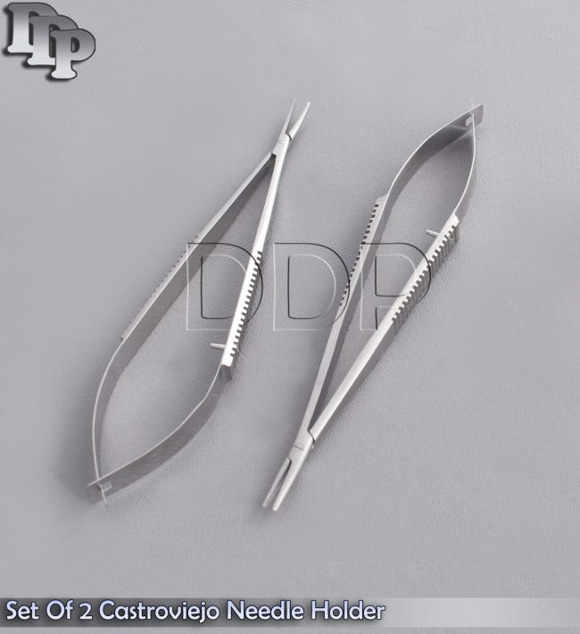 Set Of 2 Castroviejo Needle Holder 5.5" Cvd,Str Without Lock Surgical Instrument