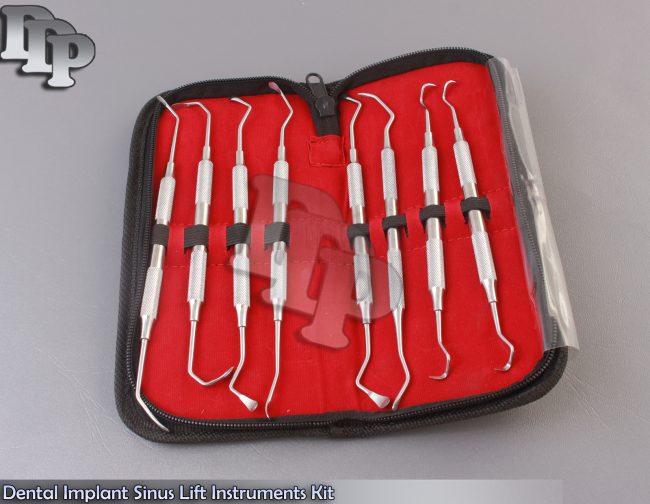 Set of 8 Dental Implant Sinus Lift Instruments in Hollow Kit