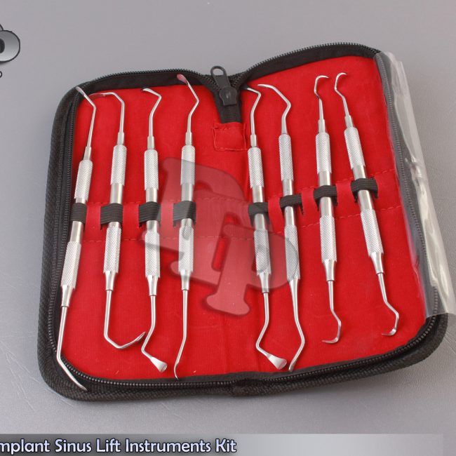 Set of 8 Dental Implant Sinus Lift Instruments in Hollow Kit