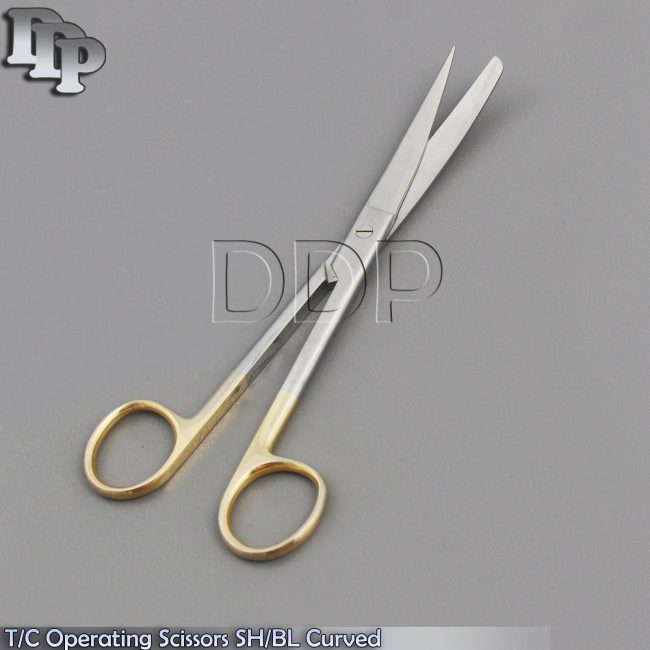 T/C O.R GRADE OPERATING SCISSORS SHARP BLUNT 6.5" CURVED W/ TUNGSTEN CARBIDE INS
