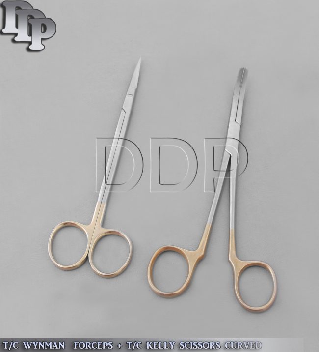 T/C WYNMAN CROWN REMOVER GRIPPER FORCEPS 7" + T/C KELLY SCISSORS CURVED 6.25"