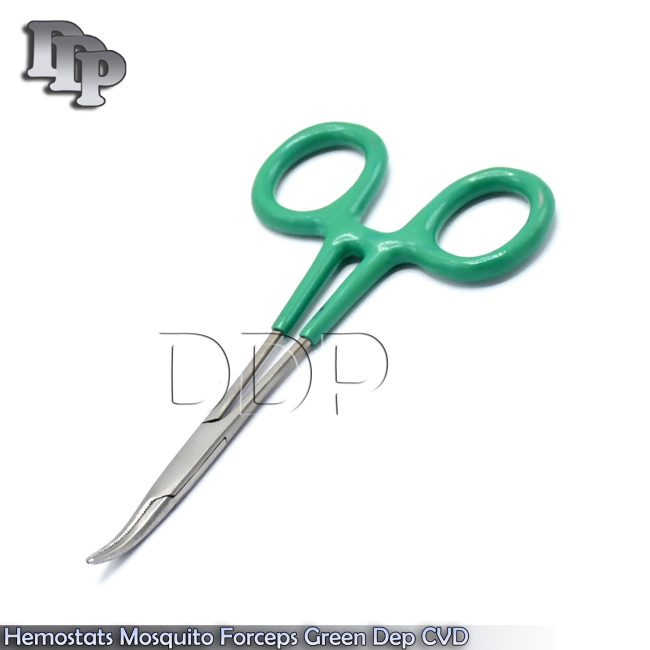 12 Hemostats Mosquito Forceps Surgical Instruments, Green Dep Handle 5" Curved