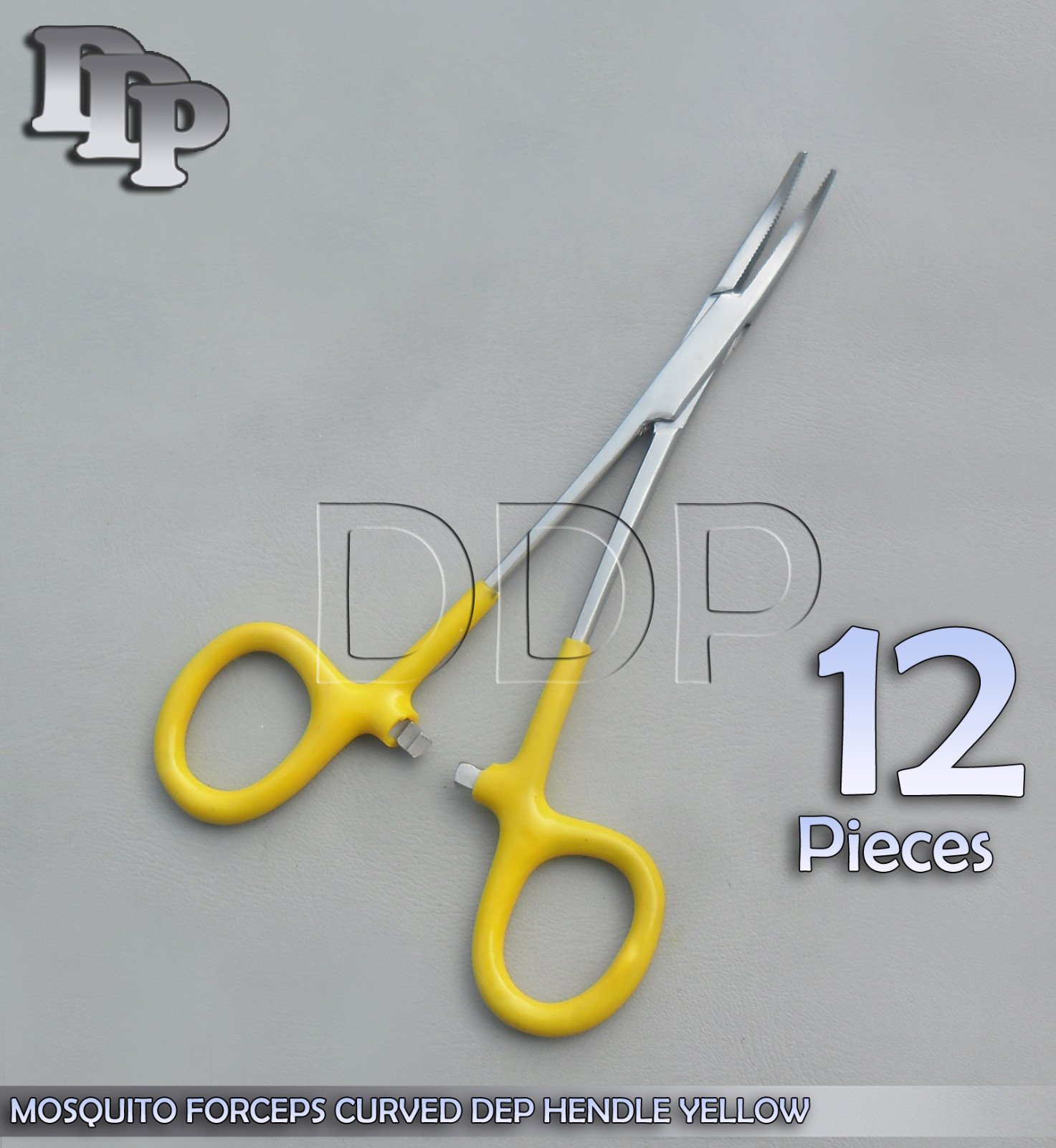 12 Hemostats Mosquito Forceps Surgical Instruments, Yellow Dep Handle 5" Curved