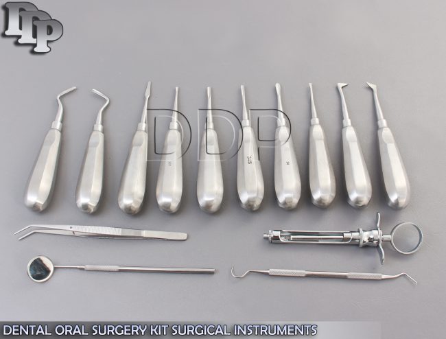 14 PCS PREMIUM DENTAL ORAL SURGERY KIT SURGICAL INSTRUMENTS FORCEPS ELEVATORS