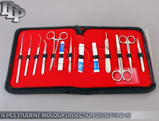 15 PCS STUDENT BIOLOGY DISSECTION DISSECTING KIT W/ STERILE BLADE #12 DS-1249