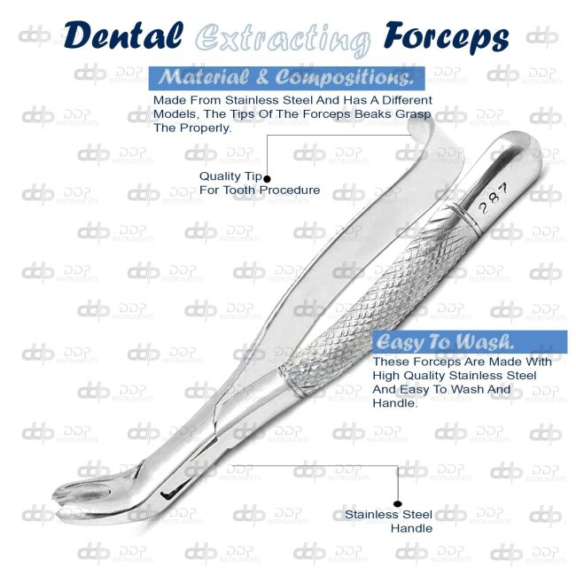 2 Dental Tooth Extracting Forceps #287 with Serrated Jaws