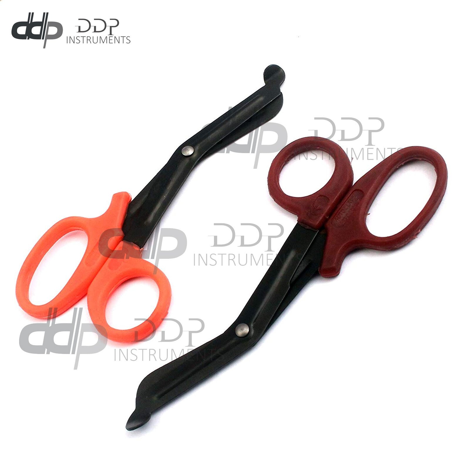 2 (Orange Maroon) Fluoride Black Coated Trauma Paramedic EMT Shear Scissor 5.5''