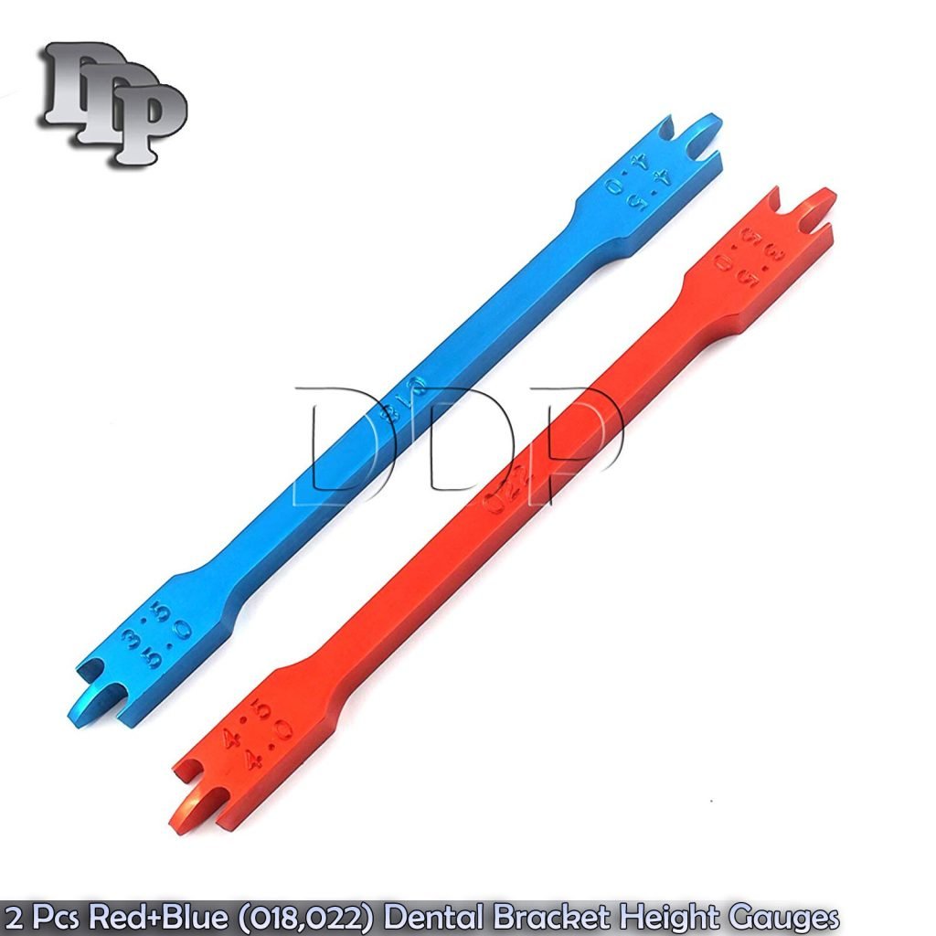 2 Pcs Red+Blue (018,022) Dental Bracket Height Gauges Orthodontic instruments