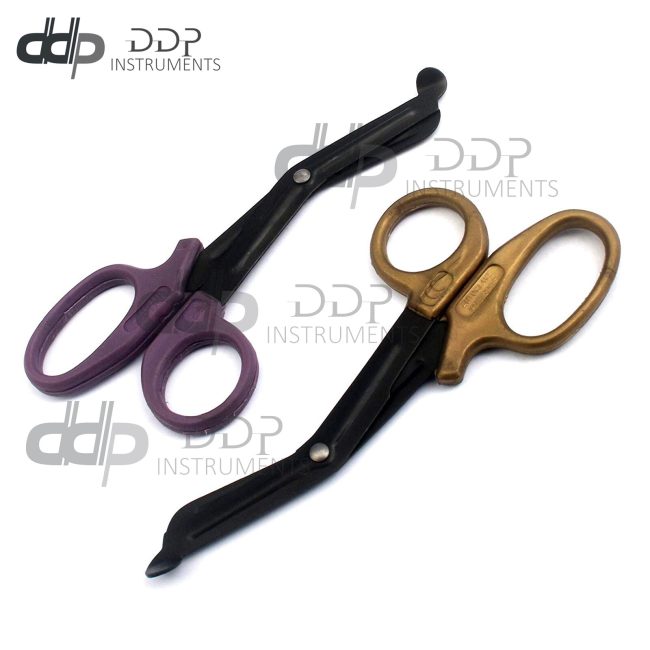 2 (Purple Gold) Fluoride Black Coated Trauma Paramedic EMT Shears Scissors 5.5"