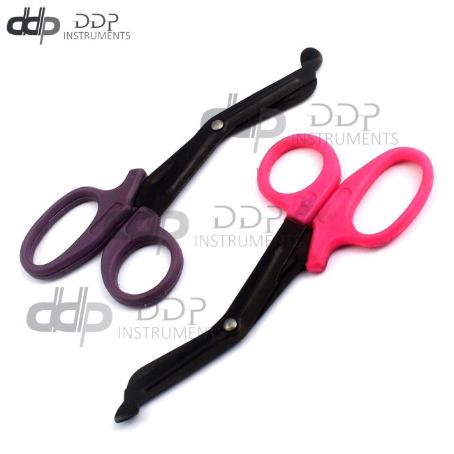 2 (Purple Pink) Fluoride Black Coated Trauma Paramedic EMT Shears Scissors 5.5"