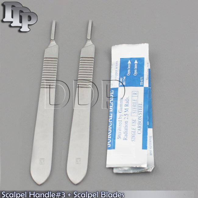 2 SCALPEL KNIFE HANDLE #3 + 20 STERILE SURGICAL BLADE #15
