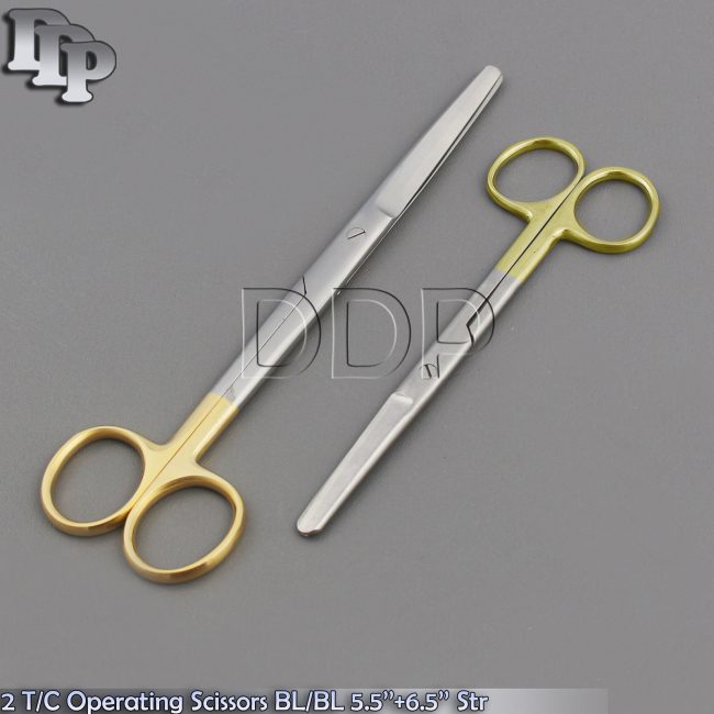 2 T/C OPERATING SCISSORS BLUNT BLUNT 6.5"+5.5" STRAIGHT W/ TUNGSTEN CARBIDE INSR