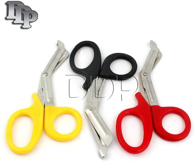 3 EA PARAMEDIC UTILITY BANDAGE TRAUMA EMT EMS SHEARS SCISSORS 5.5"-BLACK-Y-RED