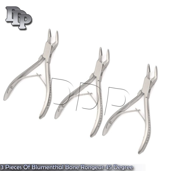 3 Pieces Of Blumenthal Bone Rongeur 45 Degree 6" Surgical Dental Instruments