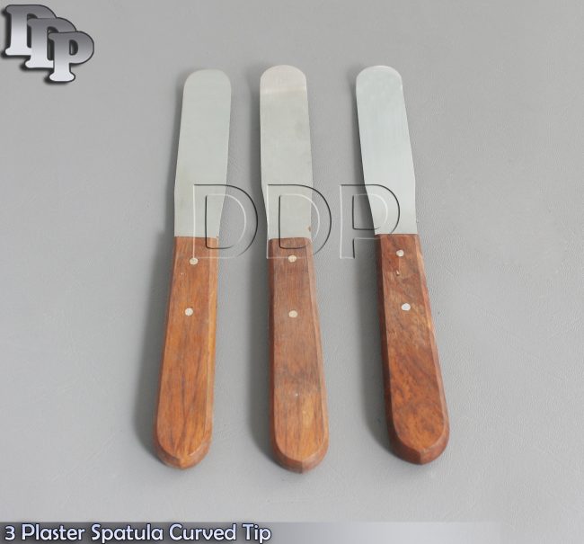 3 Plaster Spatula Curved Tip, Surgical Dental Tools
