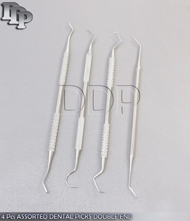 4 PIECES DENTAL PICKS DOUBLE END DENTAL INSTRUMENTS