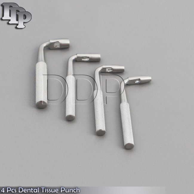 4 Pcs Dental Tissue Punch 4mm, 5mm, 6mm, 8mm Angled L Shape Surgical Instruments