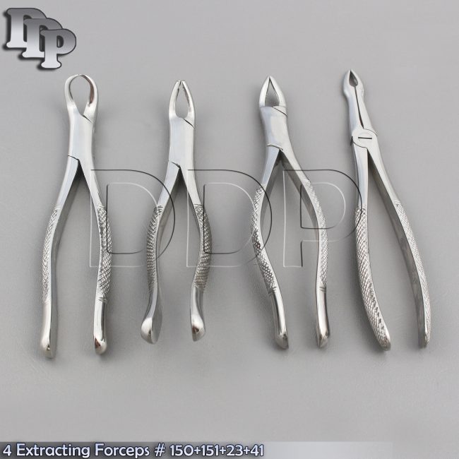 4 Pieces DENTAL TOOTH SURGERY EXTRACTING EXTRACTION FORCEPS #150+#151+#23+#41