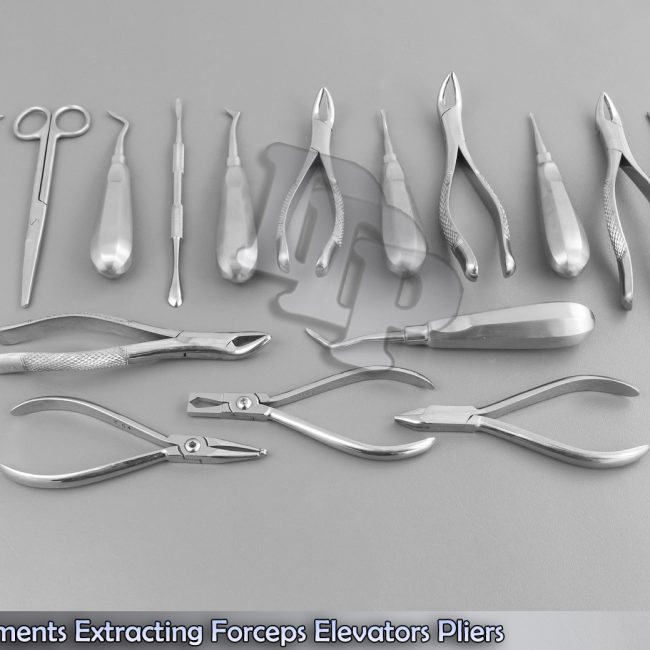 52 Dental Instruments Extracting Forcep Elevators Pliers Scissors Rongeur DN-578