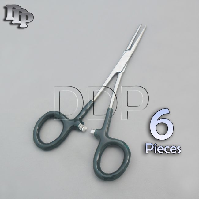 6 Hemostats Crile Forceps Surgical Instruments, Green Dep Handle 5.50" Straight
