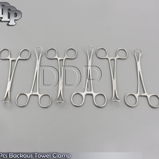 6 Pcs Backaus Towel Clamp Forceps 5.5" Surgical Dental Instruments