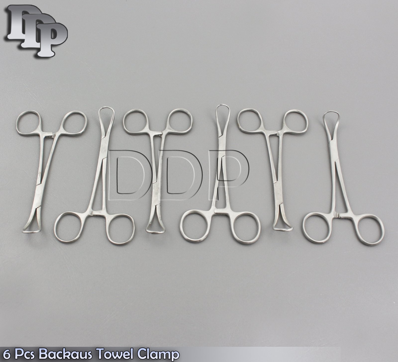 6 Pcs Backaus Towel Clamp Forceps 5.5" Surgical Dental Instruments