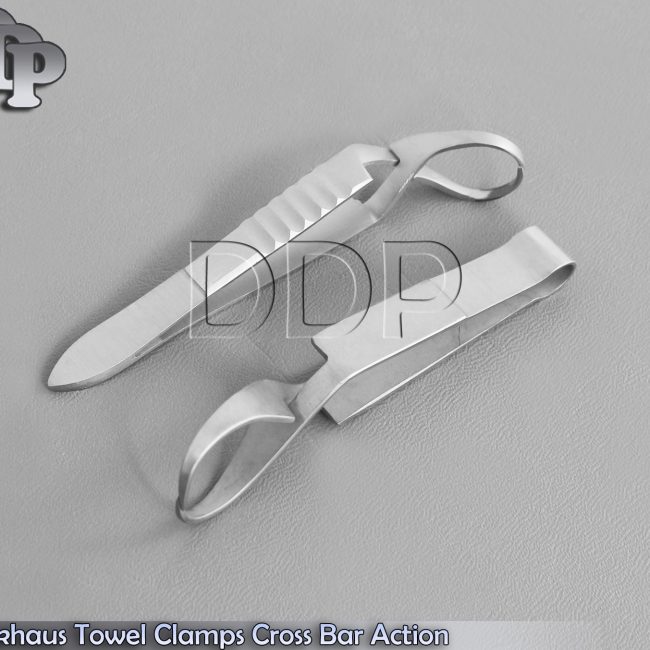 Backhaus Towel Clamps Cross Bar Action Dental Surgical Instruments 2 Pieces