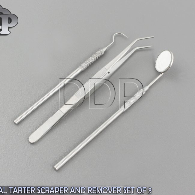 DENTAL TARTER SCRAPER AND REMOVER SET OF 3 PCS(COLLEGE TWEEZER+SCALER+MIRROR)