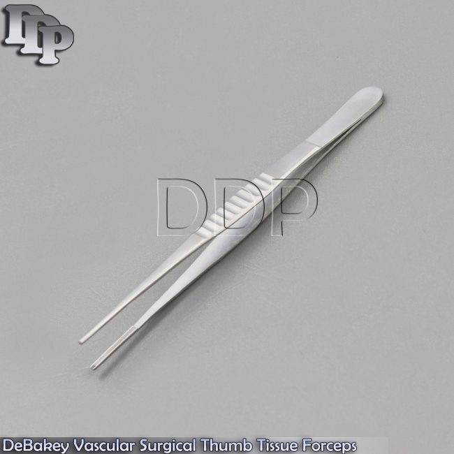 DeBakey Vascular Surgical Thumb Tissue Forceps Atraumatic Tweezer Clamp Serrated