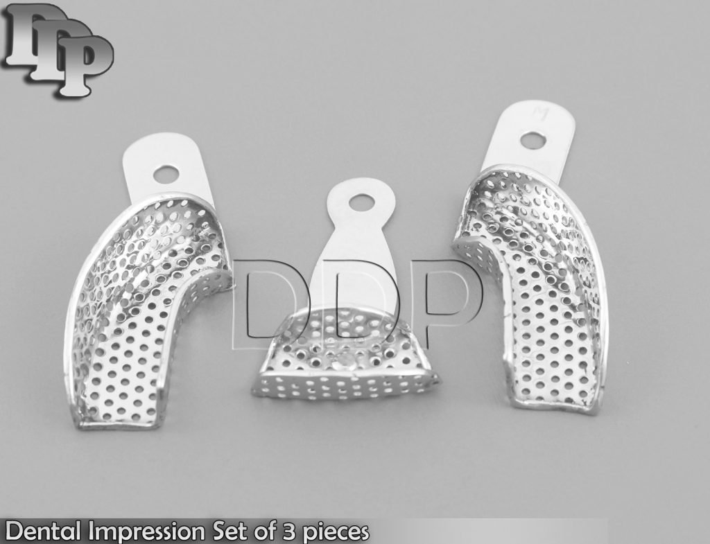 Dental Impression Tray Set of 3 Pieces Peforated New DN-2307
