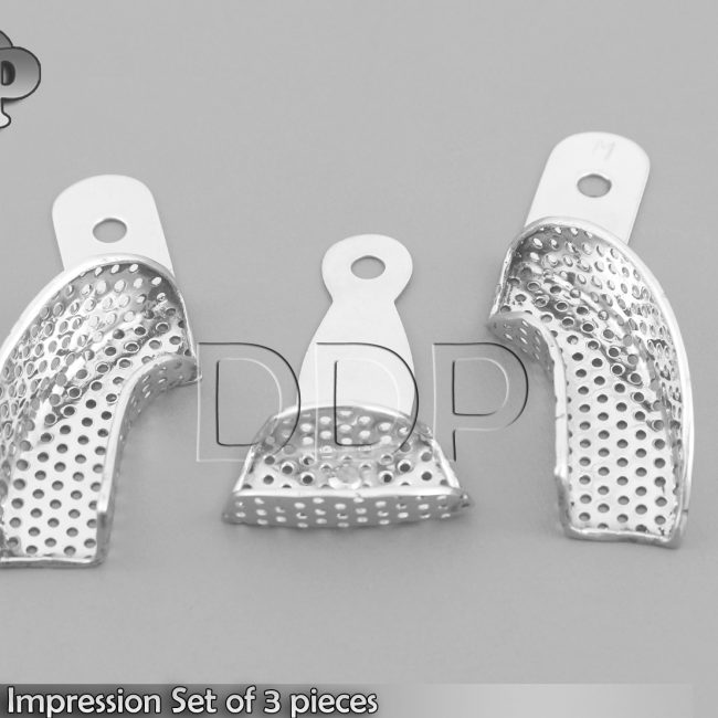 Dental Impression Tray Set of 3 Pieces Peforated New DN-2307