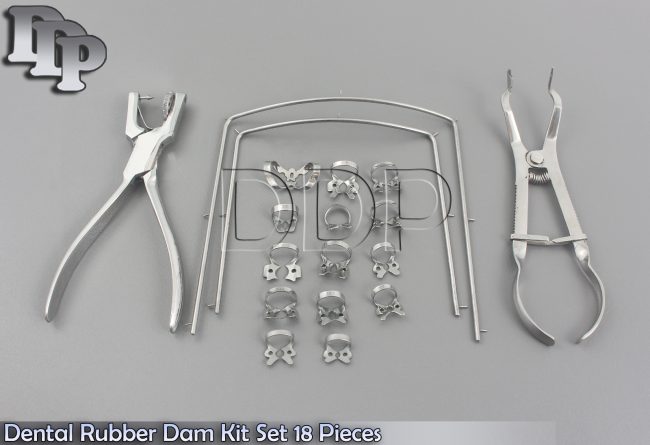 Dental Rubber Dam Kit Set 18 Pieces Dental Filling Instruments Set