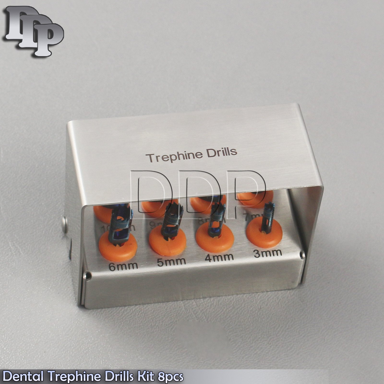 Dental Trephine Kit 8 Pcs Blue Titanium Coated Bur Holder DN-2242 - Image 3