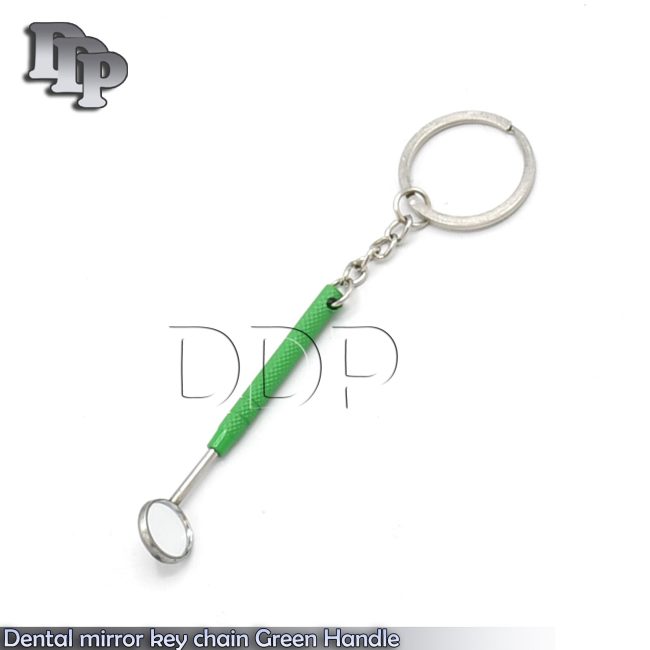 Dental mirror key chain Green Handle Dental Instruments