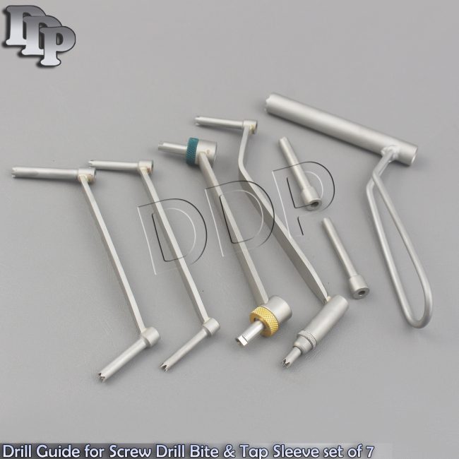Drill Guide for Screw Drill Bite & Tap Sleeve set of 7 Orthopedic instruments