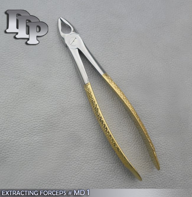 EXTRACTING FORCEPS # MD 1 GOLD PLATED DENTAL SURGICAL INSTRUMENTS