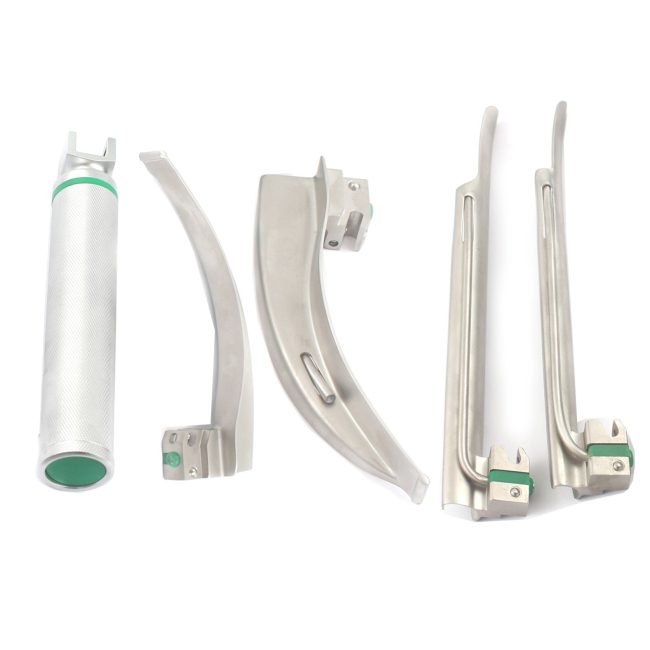 Fiberoptic Laryngoscope Mac + Miller EMT Anesthesia Combo SET 4 BLADES HANDLE