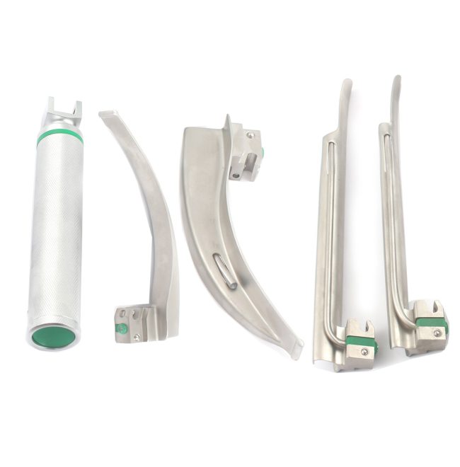 Fiberoptic Laryngoscope Mac + Miller EMT Anesthesia Combo SET 4 BLADES HANDLE