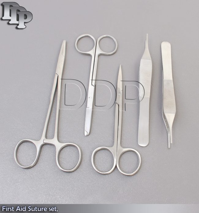 First Aid Suture set, Adson, Suture, Iris Scissors, Needle Holder 5", DS-698